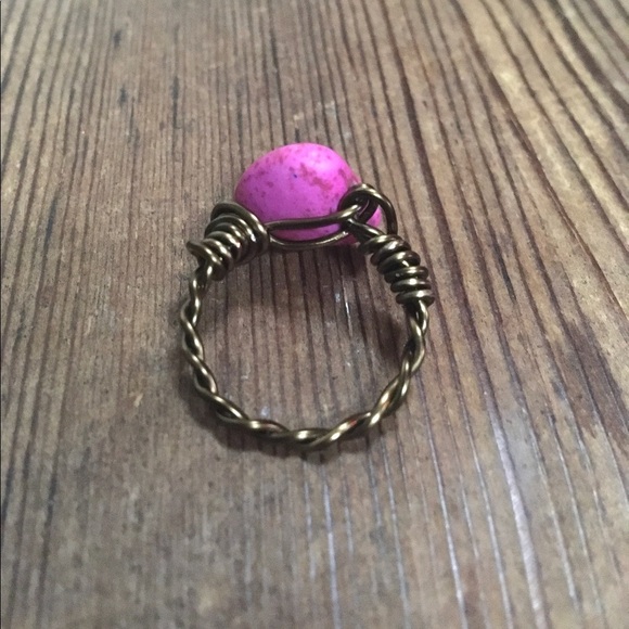 Ladies Pink Wire Wrap Heart Ring,  Handmade Ladies Jewelry,  Ladies Fashion Ring - Picture 5 of 6